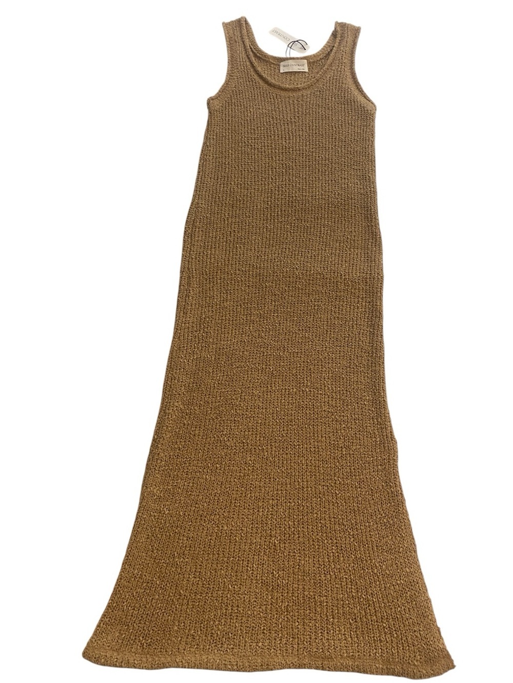 Anthropologie Womenβs Sleeveless Sweater Knit Maxi Dress Tan Camel Gold New S